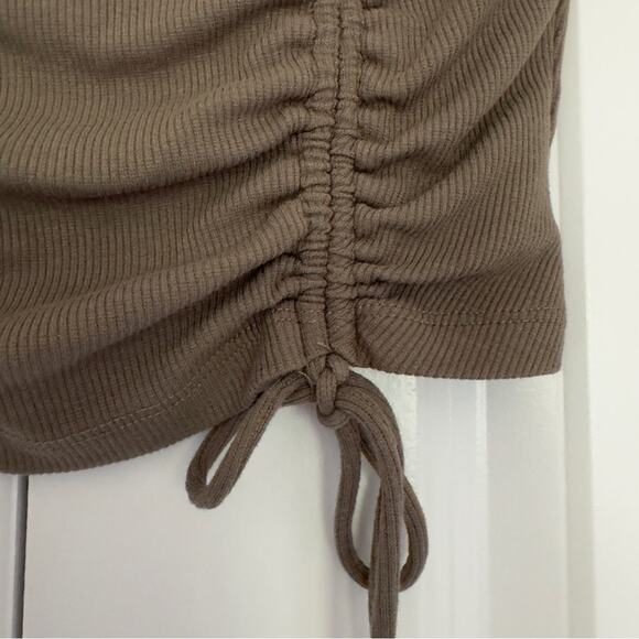 Princess Polly Olive Underwire Double Tie Front Crop Top Short Sleeve Round Neck - Picture 5 of 9